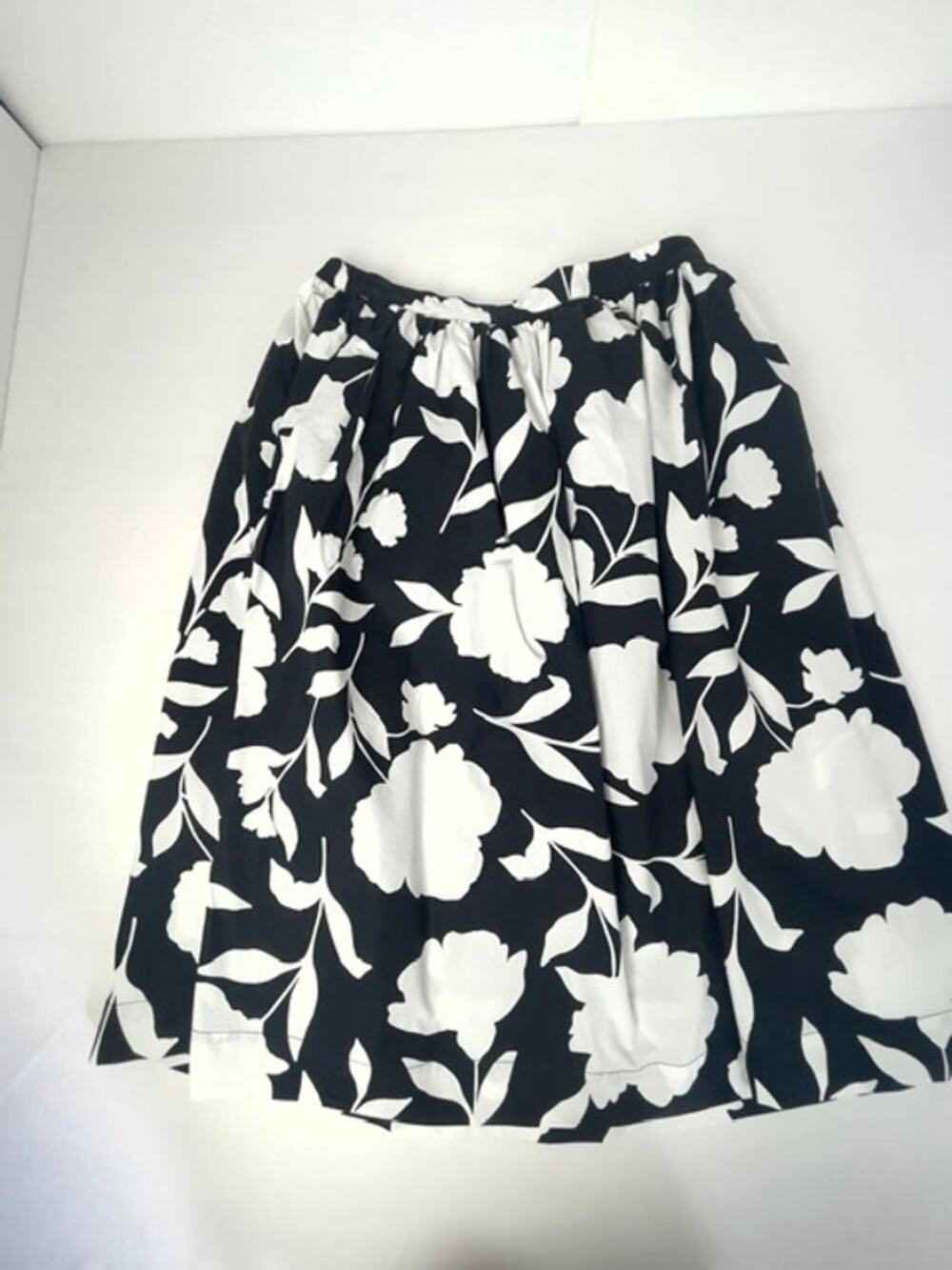 Kate Spade New York x Target Black White Floral Midi Skirt Pockets Size L Preppy